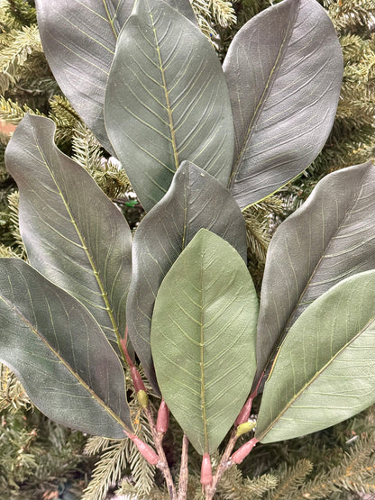 36 Inch Green And Brown Magnolia Leaves Spray