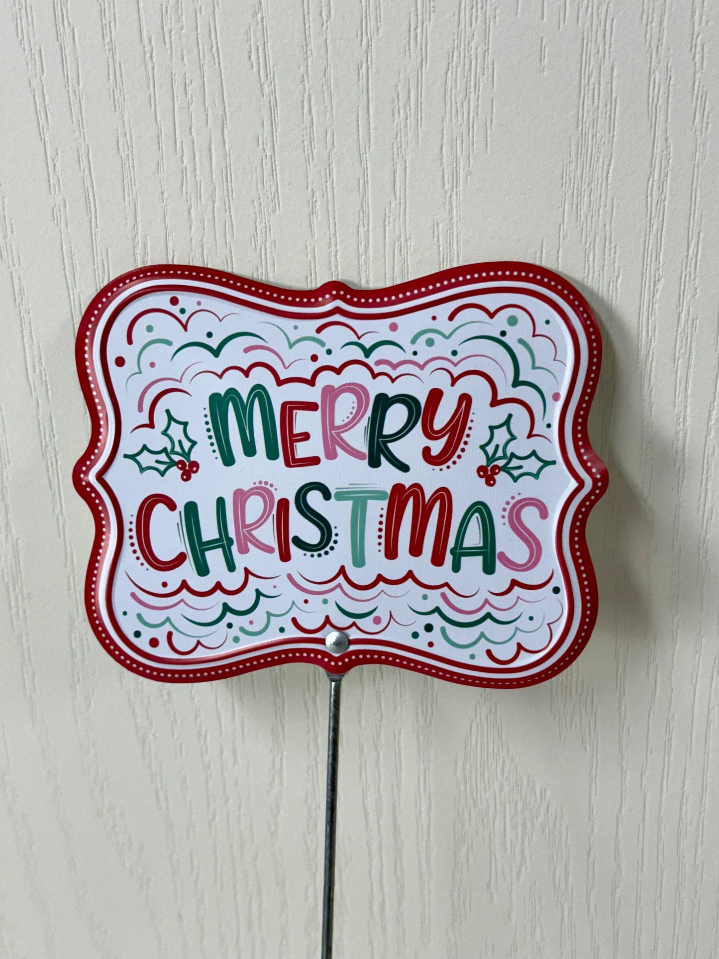 16 Inch Retro Merry Christmas Sign Pick