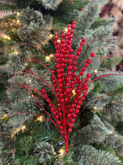 Red Glittery Grass Ball Spray