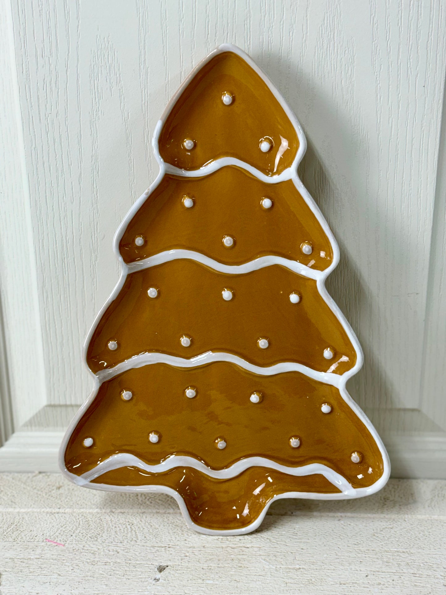 13 Inch Gingerbread Christmas Tree Shaped Platter