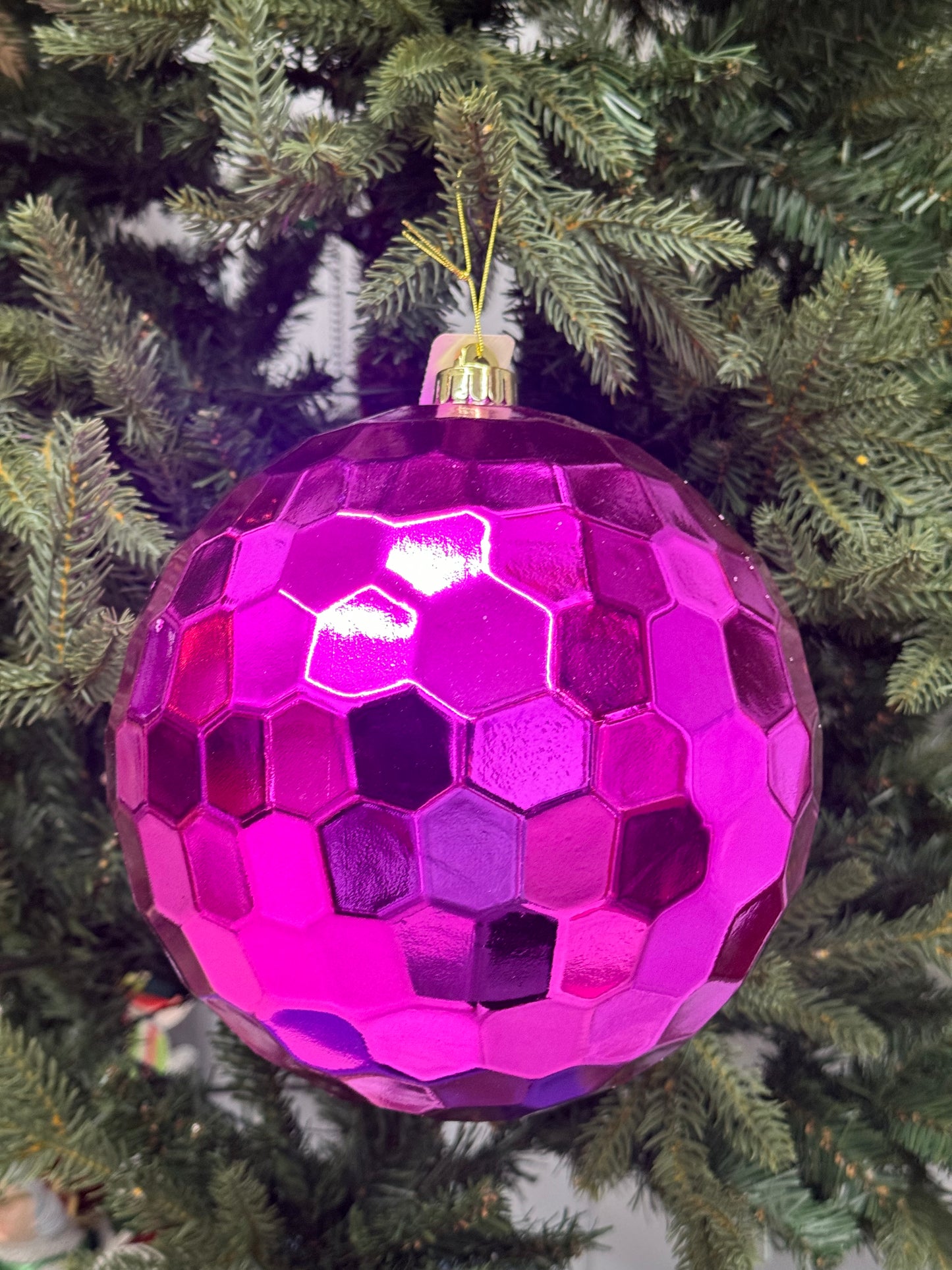 8 Inch Shiny Fuchsia Honeycomb Ornament Ball