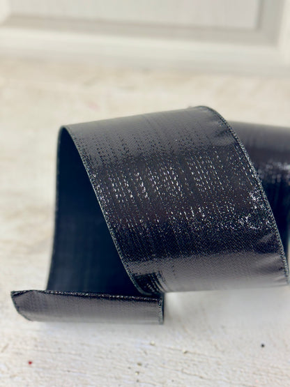 4 Inch by 10 Yard Black Metallic Ribbon