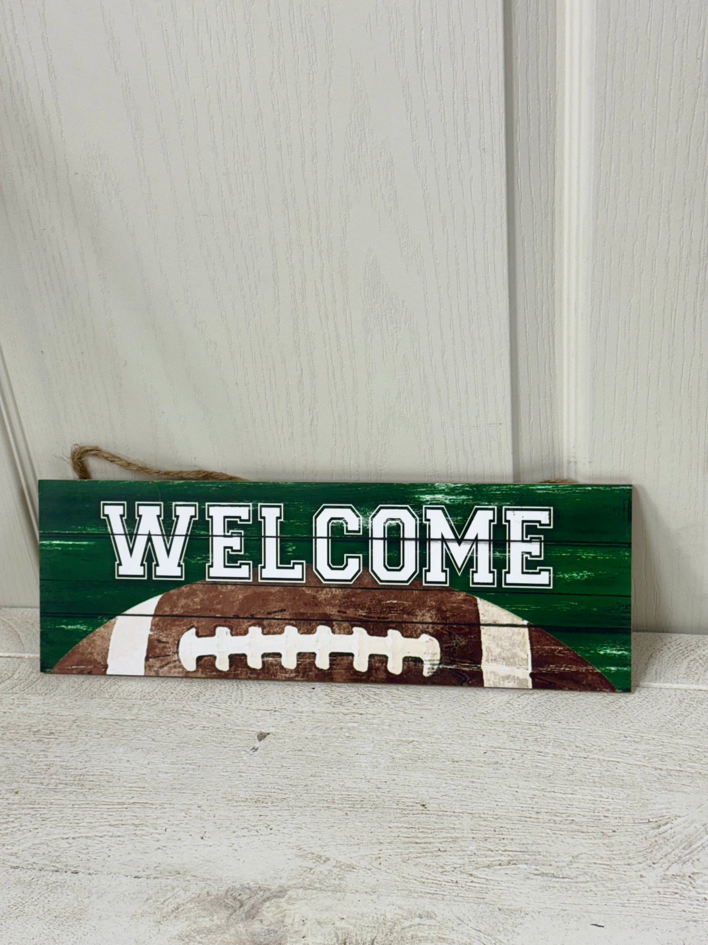15 Inch Welcome Football Wooden Sign