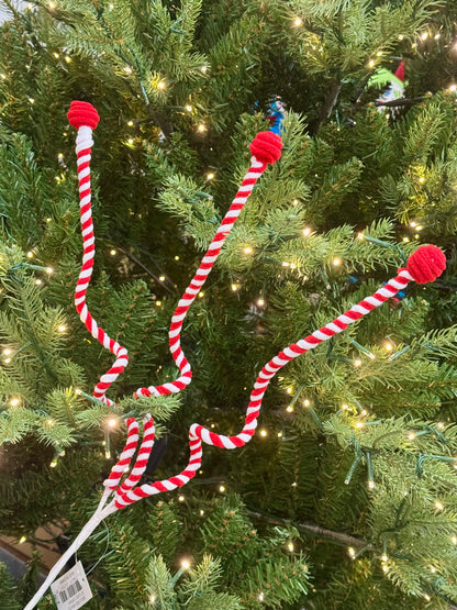 26 Inch Red And White Chenille Curly Spray