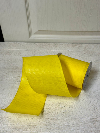 4 Inch By 10 Yard Yellow Cross Hatch Ribbon