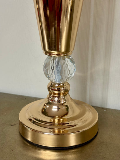 13 Inch Gold And Diamond Metal Trumpet Vase