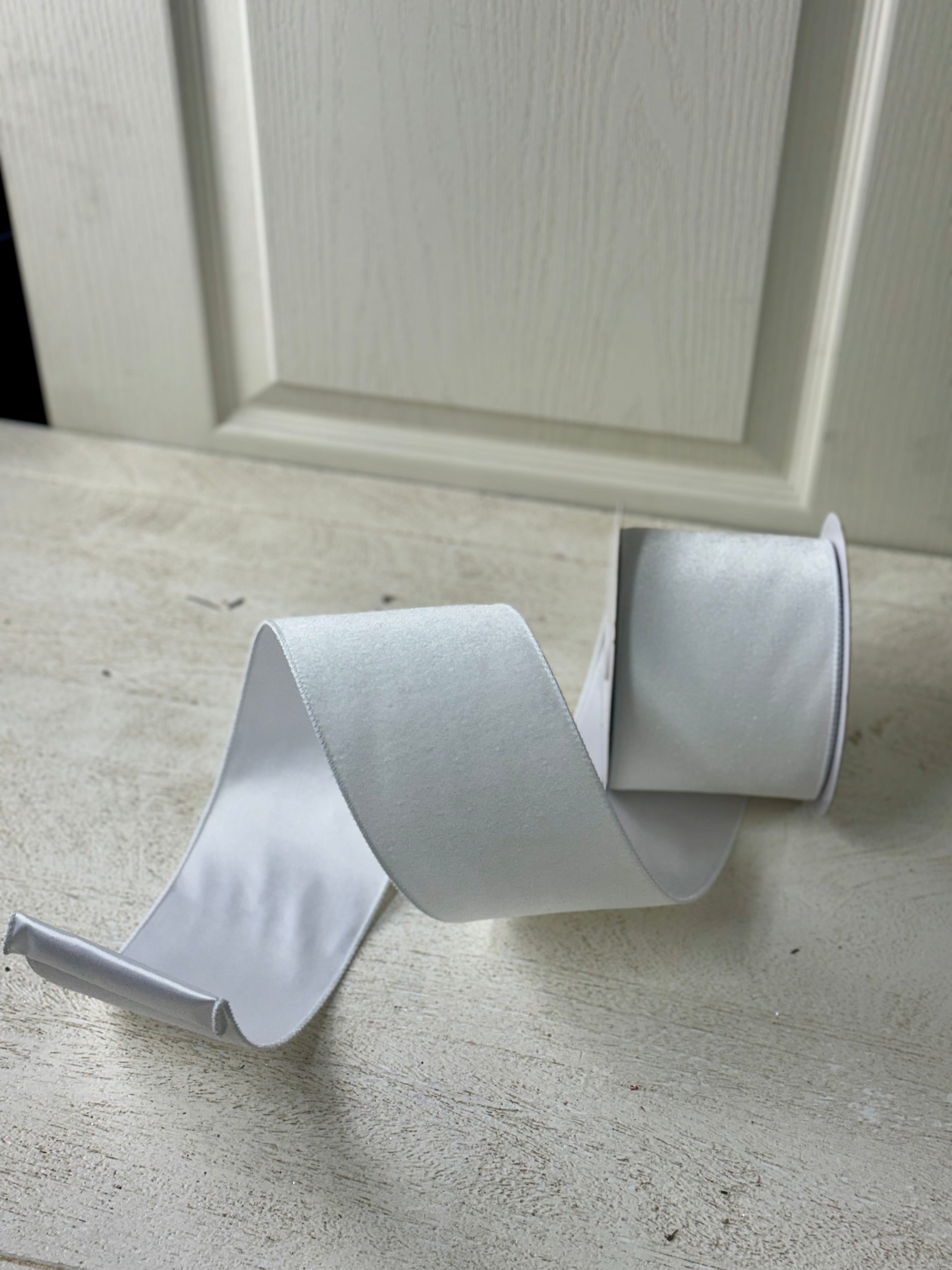 4 Inch By 10 Yard White Velvet Ribbon With Satin Backing – TMIGifts