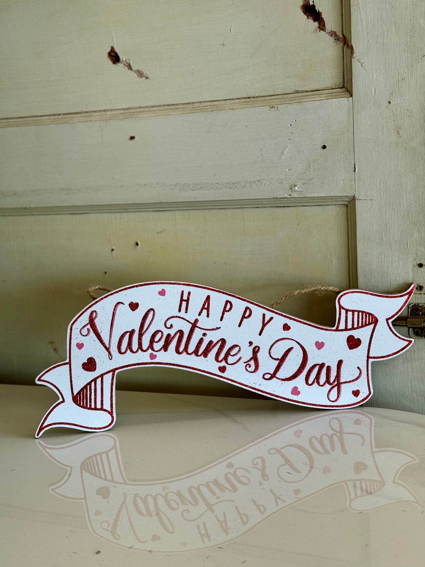 Happy Valentines Day Wooden Banner