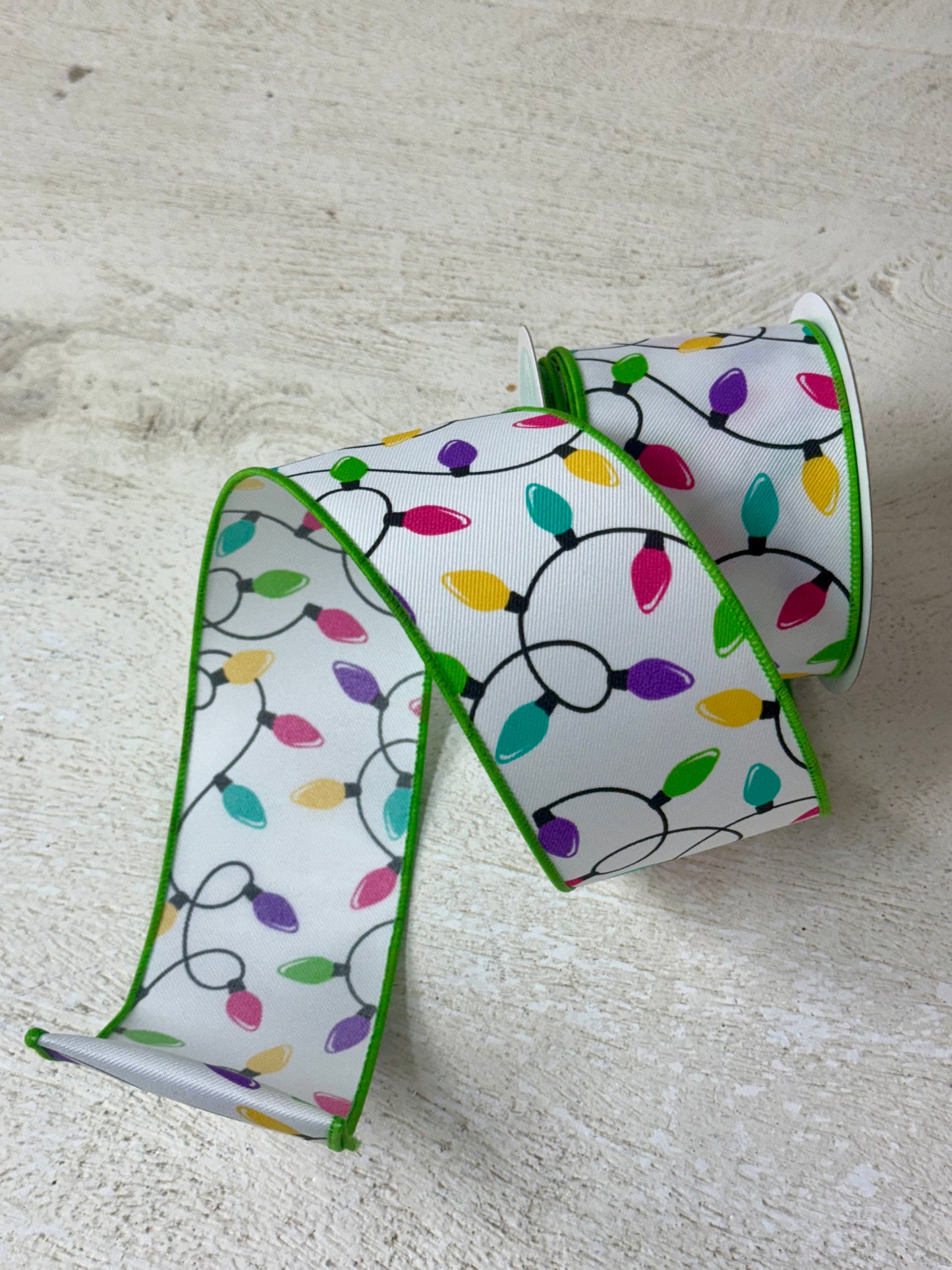 2.5 Inch By 10 Yard Pastel Christmas Lights Ribbon