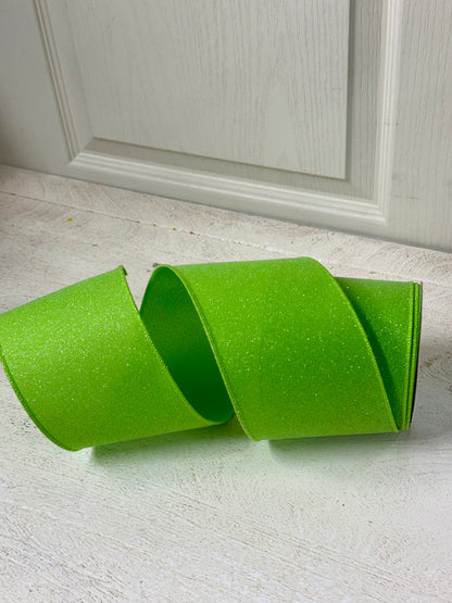 4 Inch By 10 Yard Fresh Green Crystal Shine Ribbon