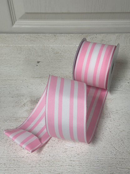 2.5 Inch By 10 Yard Baby Pink And White Ribbon