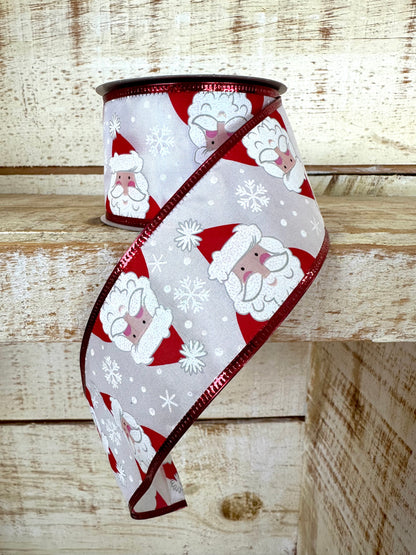 2.5 Inch By 10 Yard Santa Face Ribbon