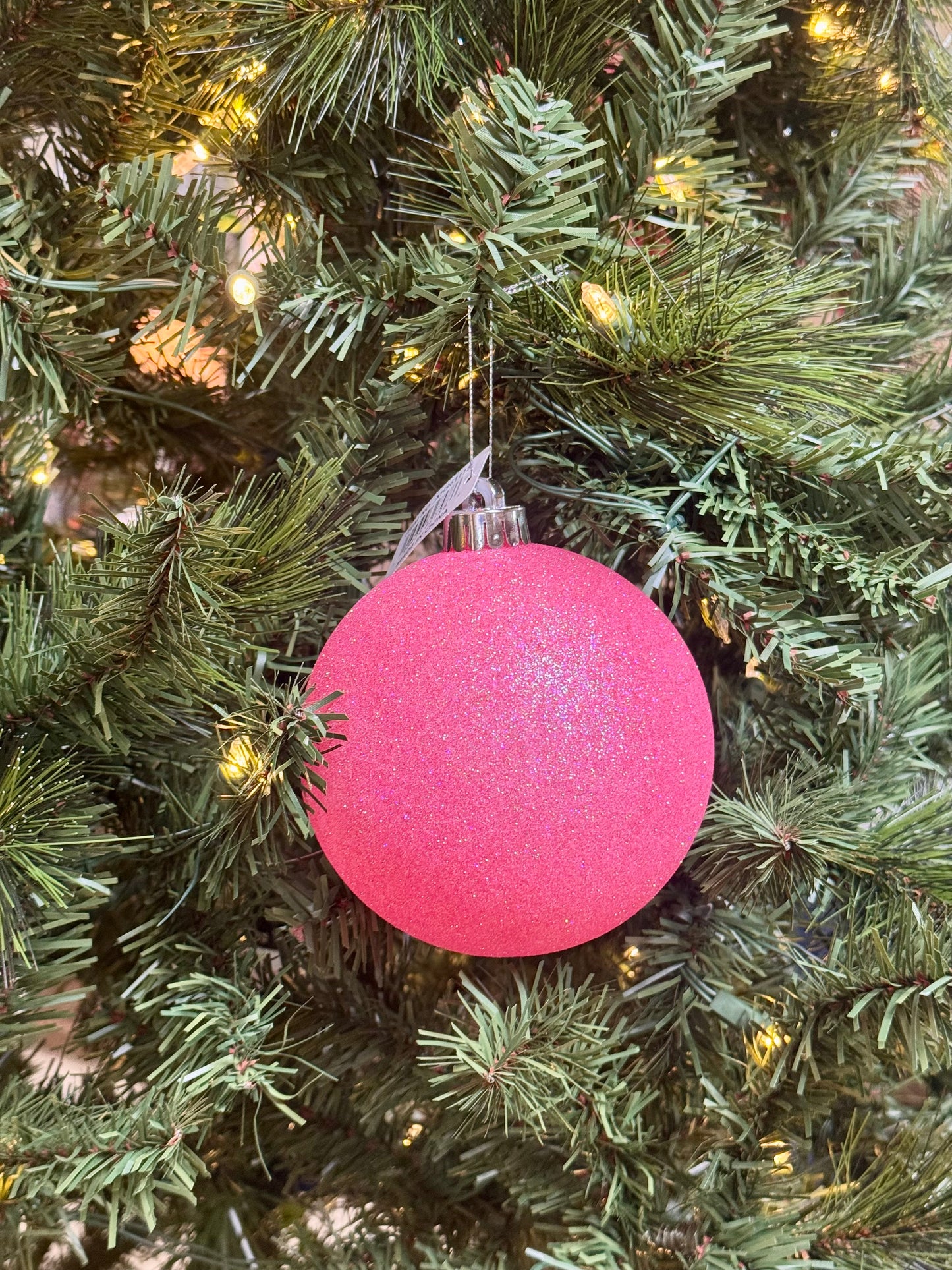 5 Inch Light Pink Iridescent Glitter Ornament Ball