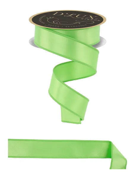 1.5 Inch By 10 Yard Apple Green Satin Fused Ribbon