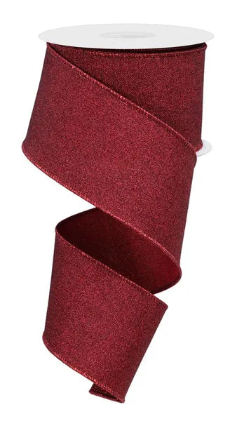 2.5 Inch By 10 Yard Burgundy Fine Glitter On Royal Ribbon