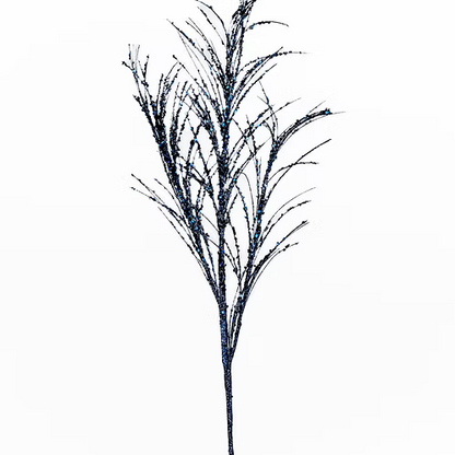34 Inch Midnight Blue Glitter Sequin Pampas Grass Spray