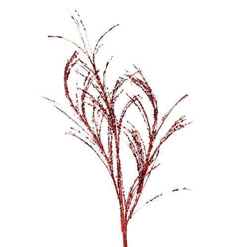 34 Inch Red Glitter Sequin Pampas Grass Spray