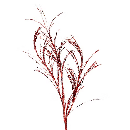 34 Inch Red Glitter Sequin Pampas Grass Spray