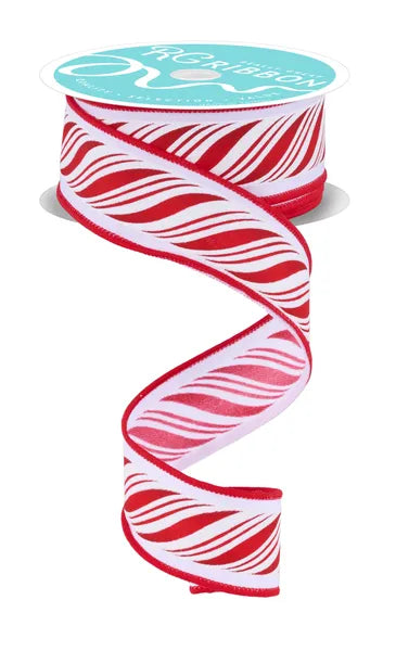 1.5 Inch By 10 Yard Red And White Peppermint Twist Ribbon