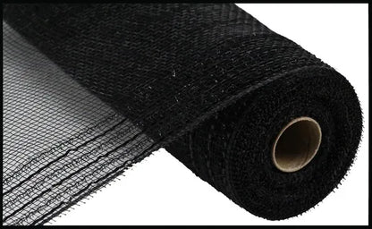10.25 Inch By 10 Yard Black Tinsel And Foil Wide Border Mesh