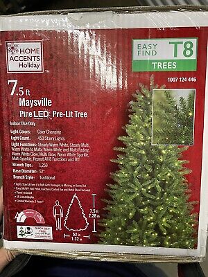 Home Accents 7.5ft Maysville Pine LED Pre Lit Tree Christmas Tree Open Box
