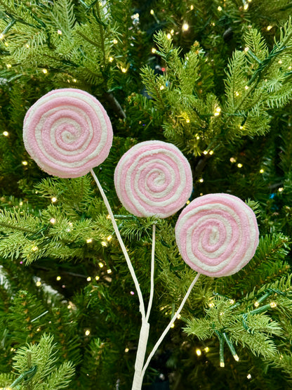 19 Inch Pink And White Chenille Candy Spray