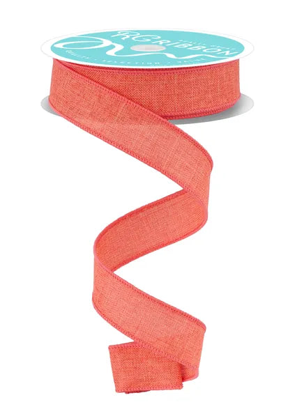 7/8 Inch By 10 Yard Dark Coral Royal Burlap Ribbon