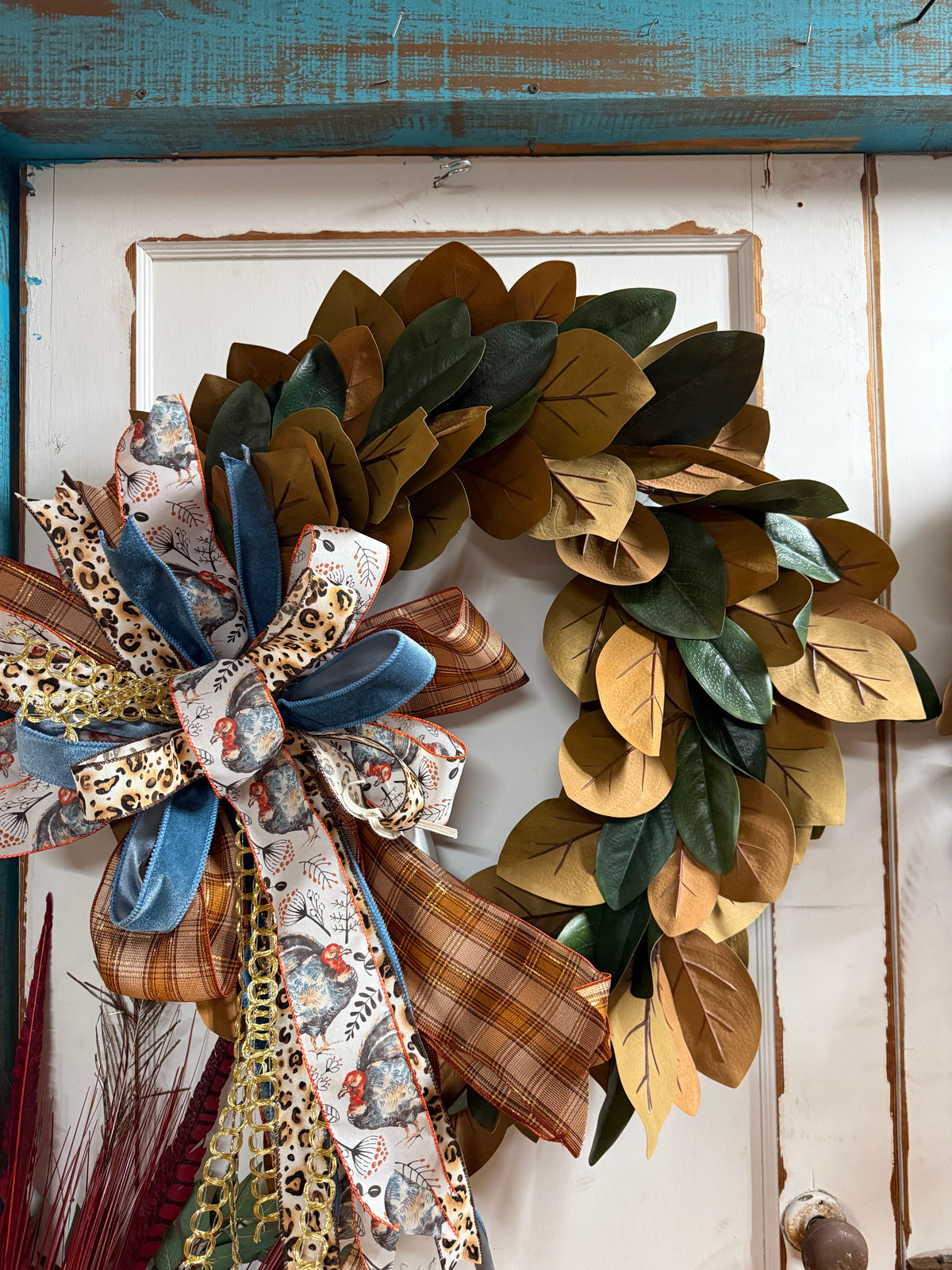 Threshold With Studio Mcgee Faux Magnolia Wreath With Red Ribbon