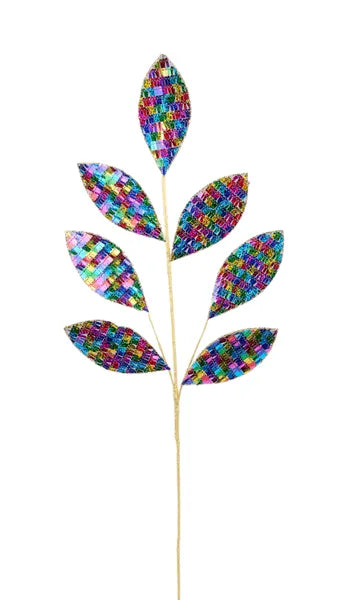 27 Inch Fiesta Sequin Magnolia Leaf Spray