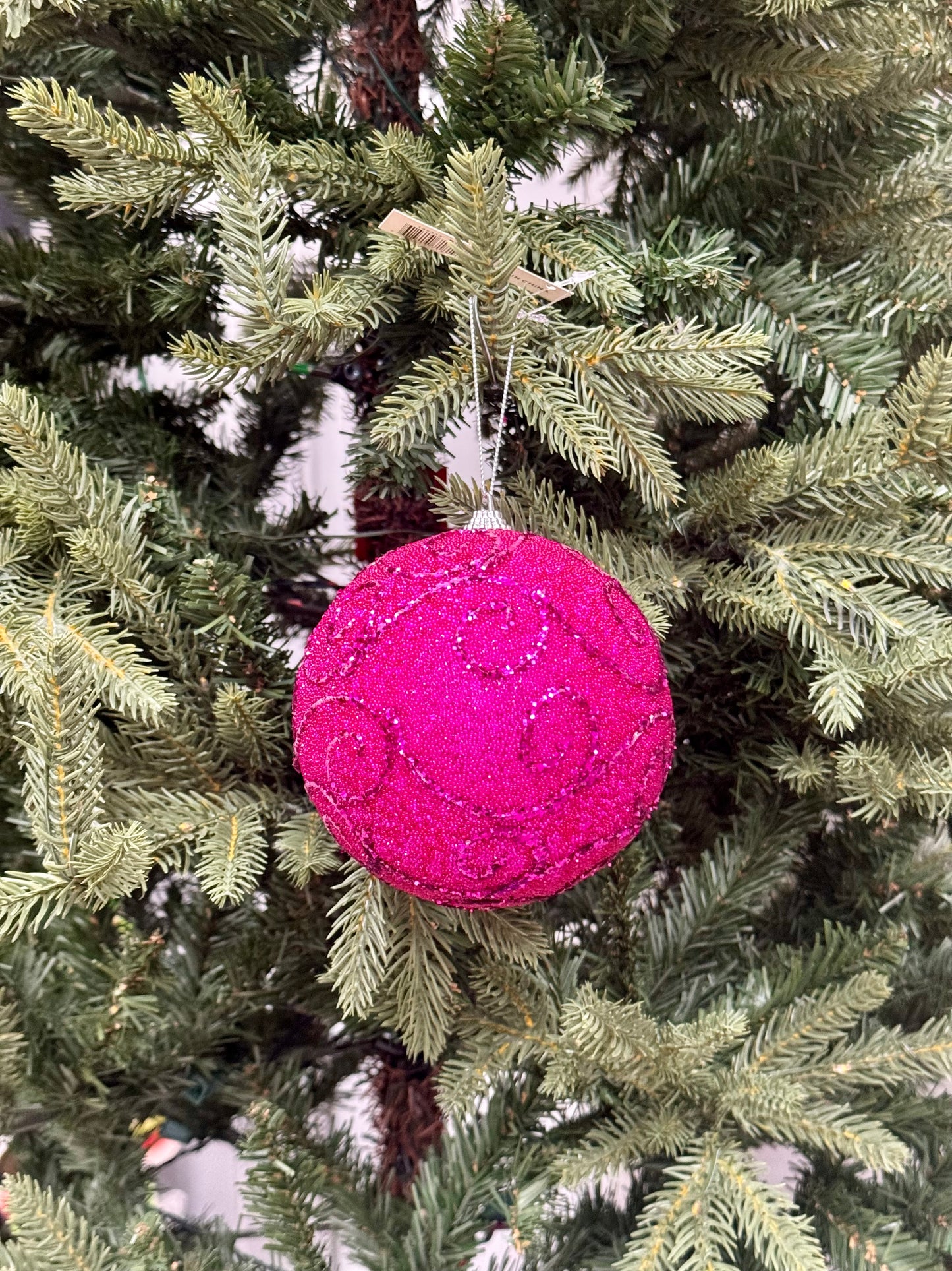 5 Inch Beauty Pink Beaded Ornament Ball