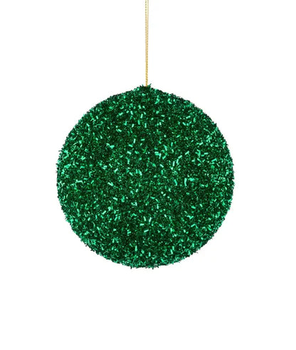 5 Inch Emerald Green Foil Glitter Ball Ornament