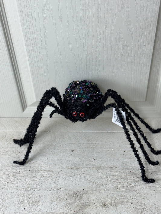 16.5 Inch Black And Iridescent Sequin Beaded Spider