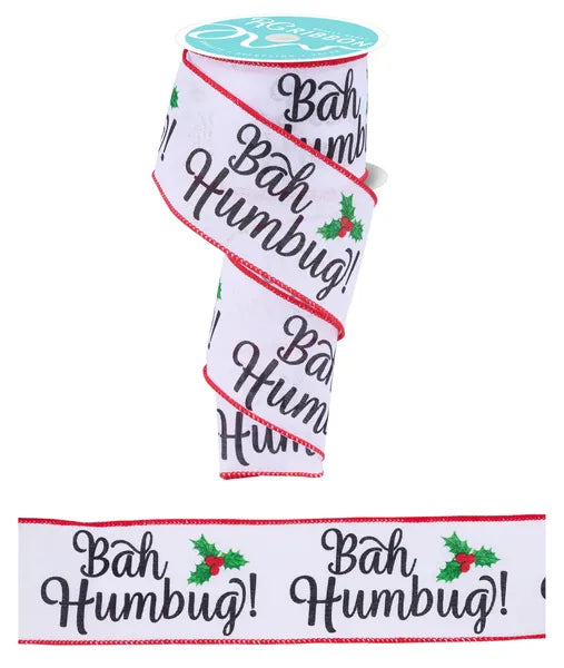 2.5 Inch By 10 Yard Bah Humbug Ribbon