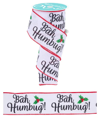 2.5 Inch By 10 Yard Bah Humbug Ribbon