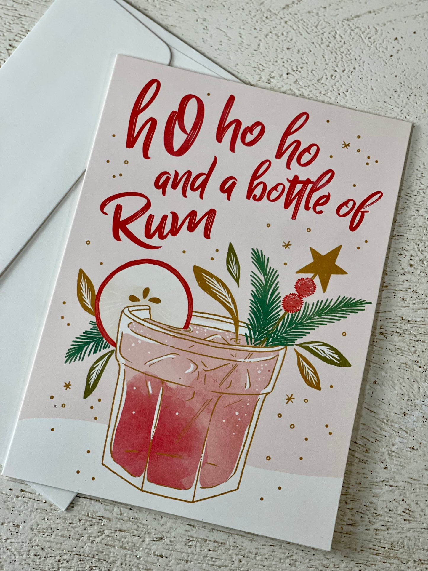 Minted Bottle Of Rum Christmas Card