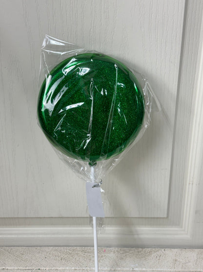 6 Inch Emerald Green Glitter Lollipop With Stick