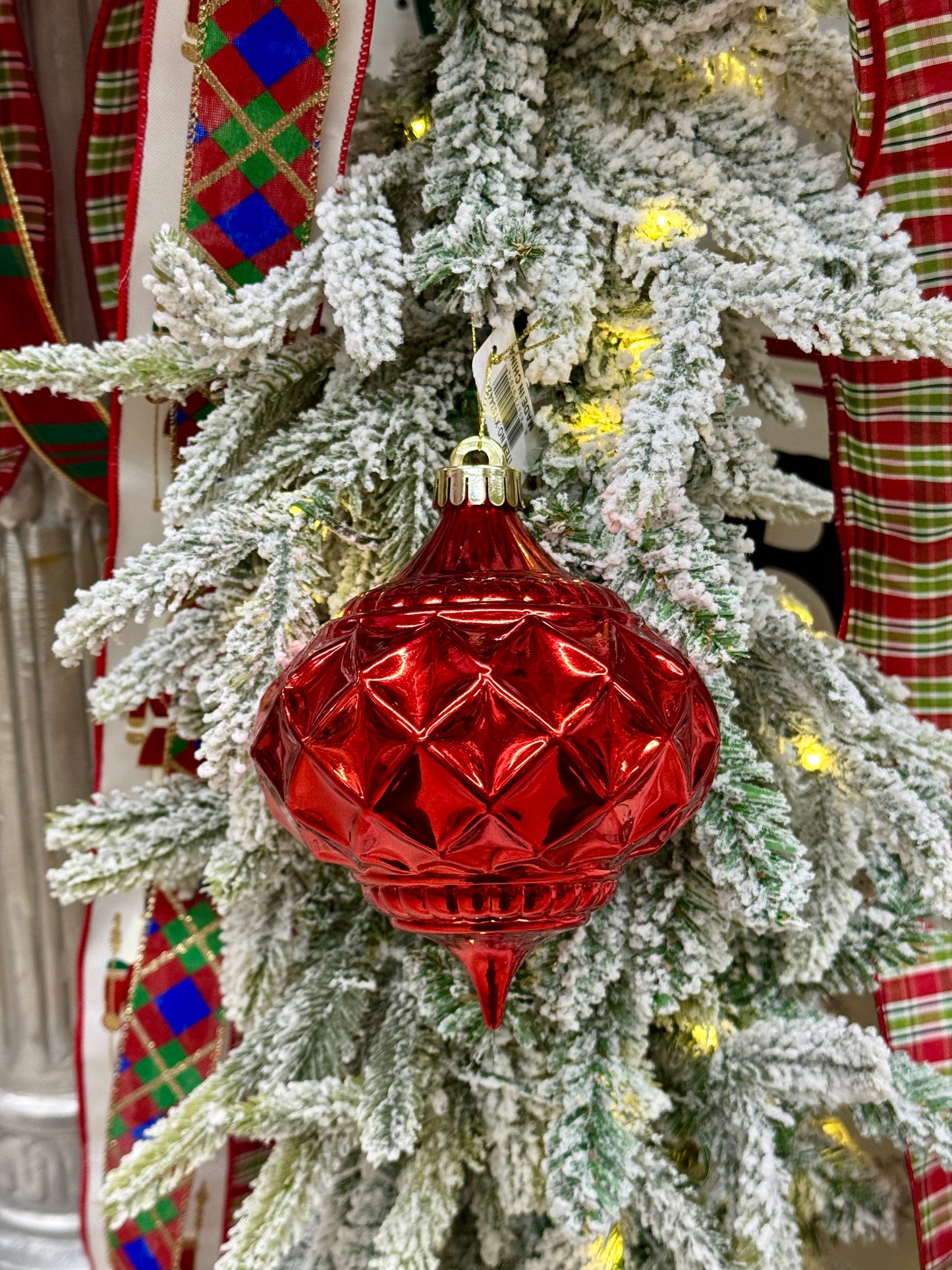 5 Inch Shiny Red Indented Onion Ornament