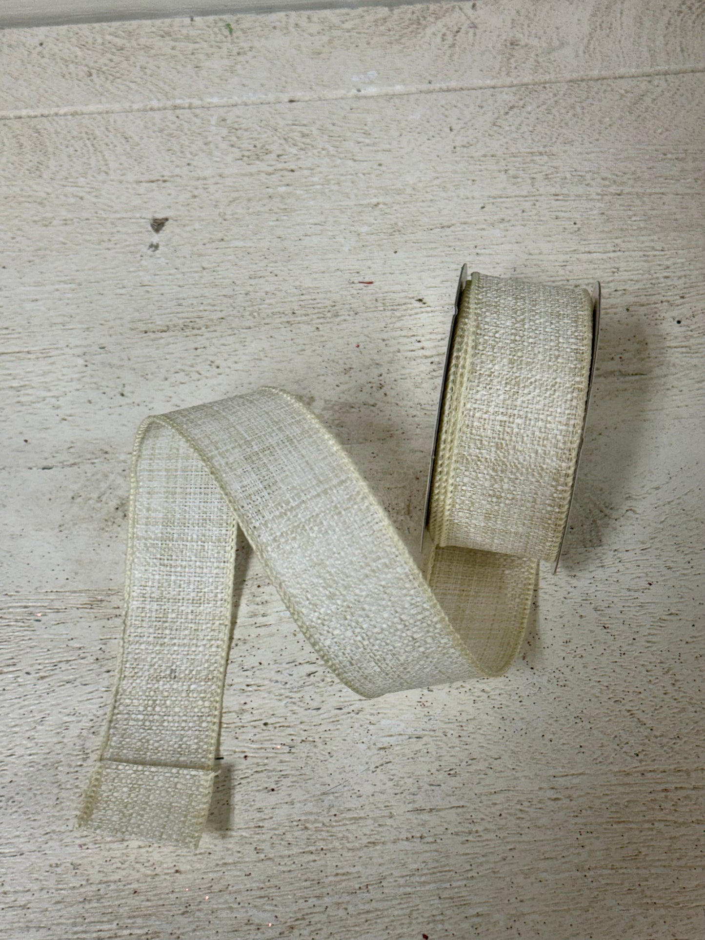 1.5 Inch By 10 Yard Tan And Ivory Tweed Ribbon