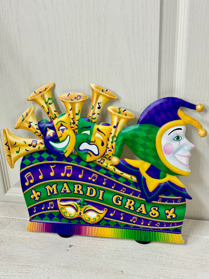 15 Inch Mardi Gras Float Shape Metal Sign