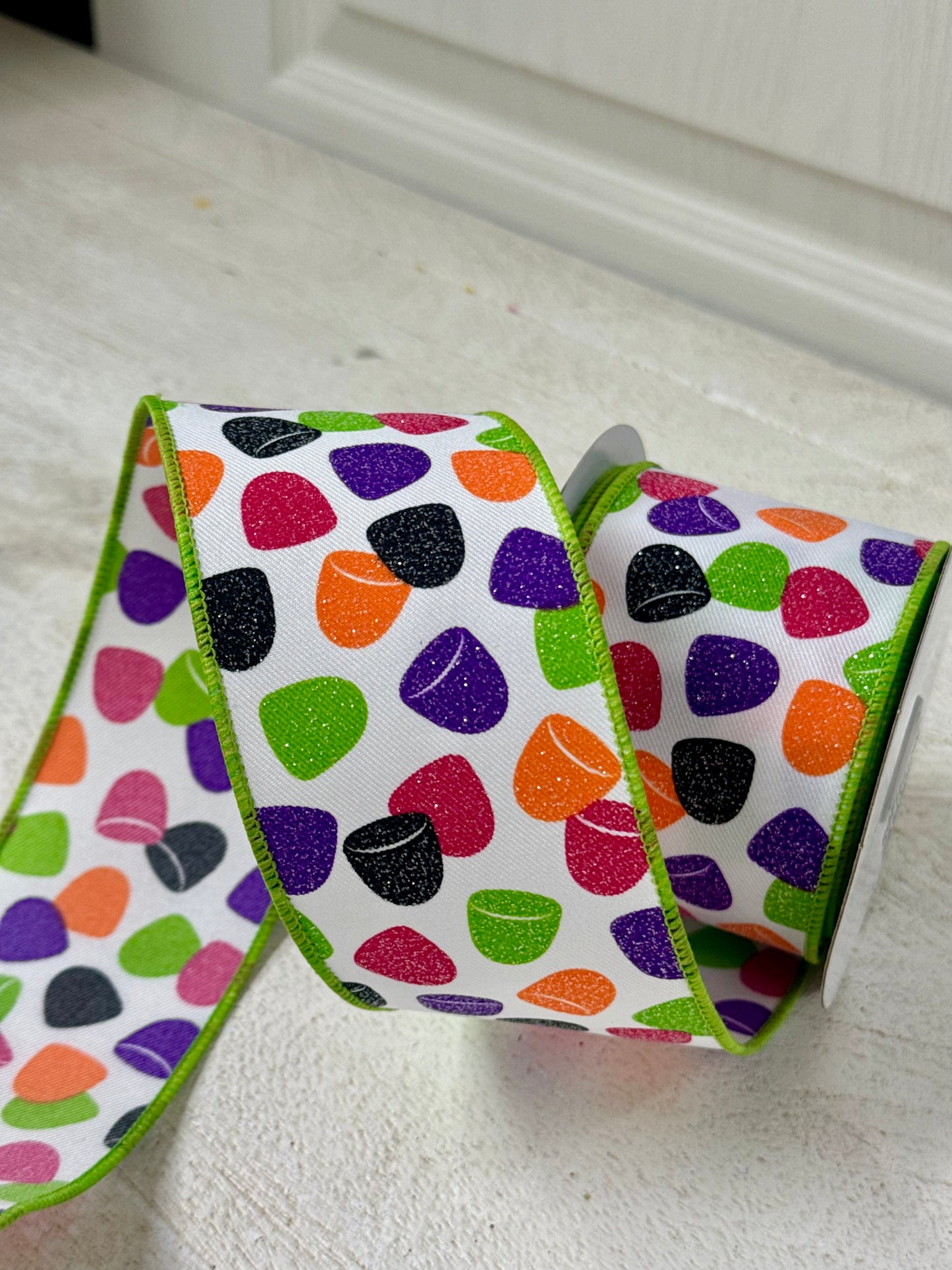 2.5 Inch By 10 Yard Mutlicolor Gumdrops Ribbon