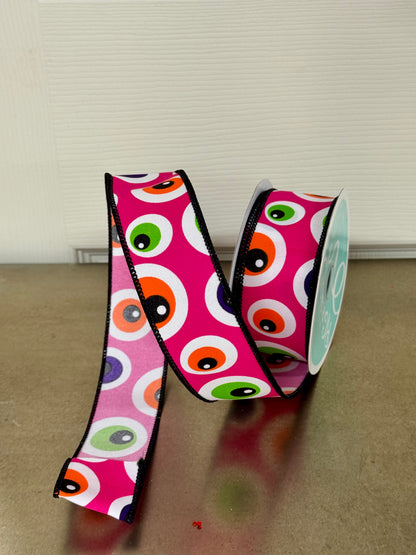 1.5 Inch By 10 Yard Pink Eyeballs Ribbon