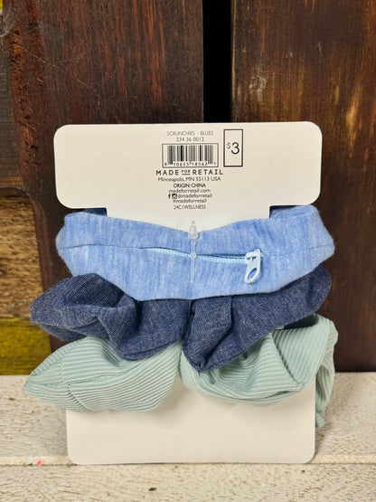 Blue And Green Pack Of Three Scrunchies