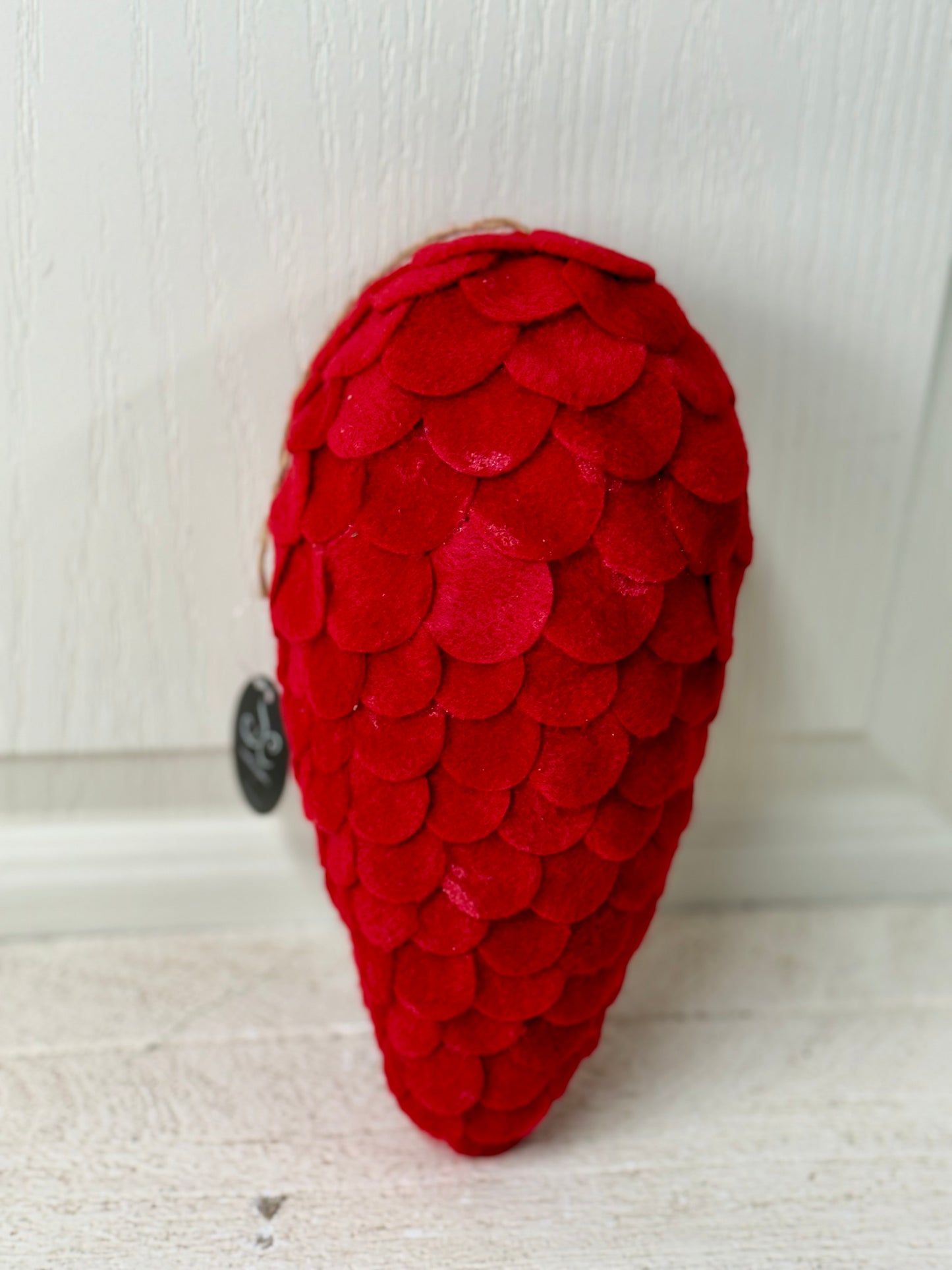 8 Inch Red Felt Pinecone Ornament