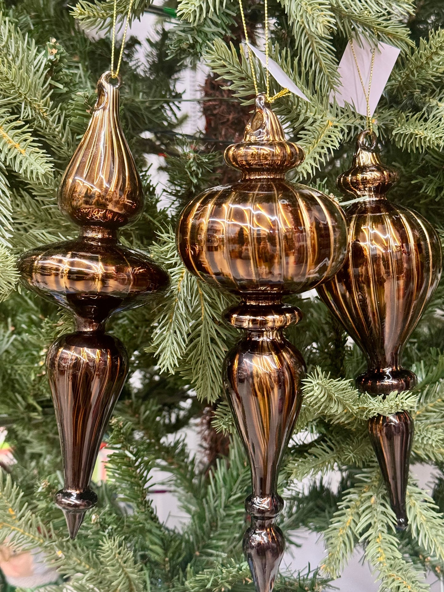 9.5-10" Chocolate Glass Finials Three Styles