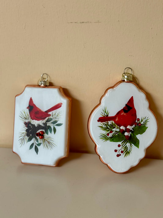 4.75 Inches Glass Cardinal Ornament Two Styles