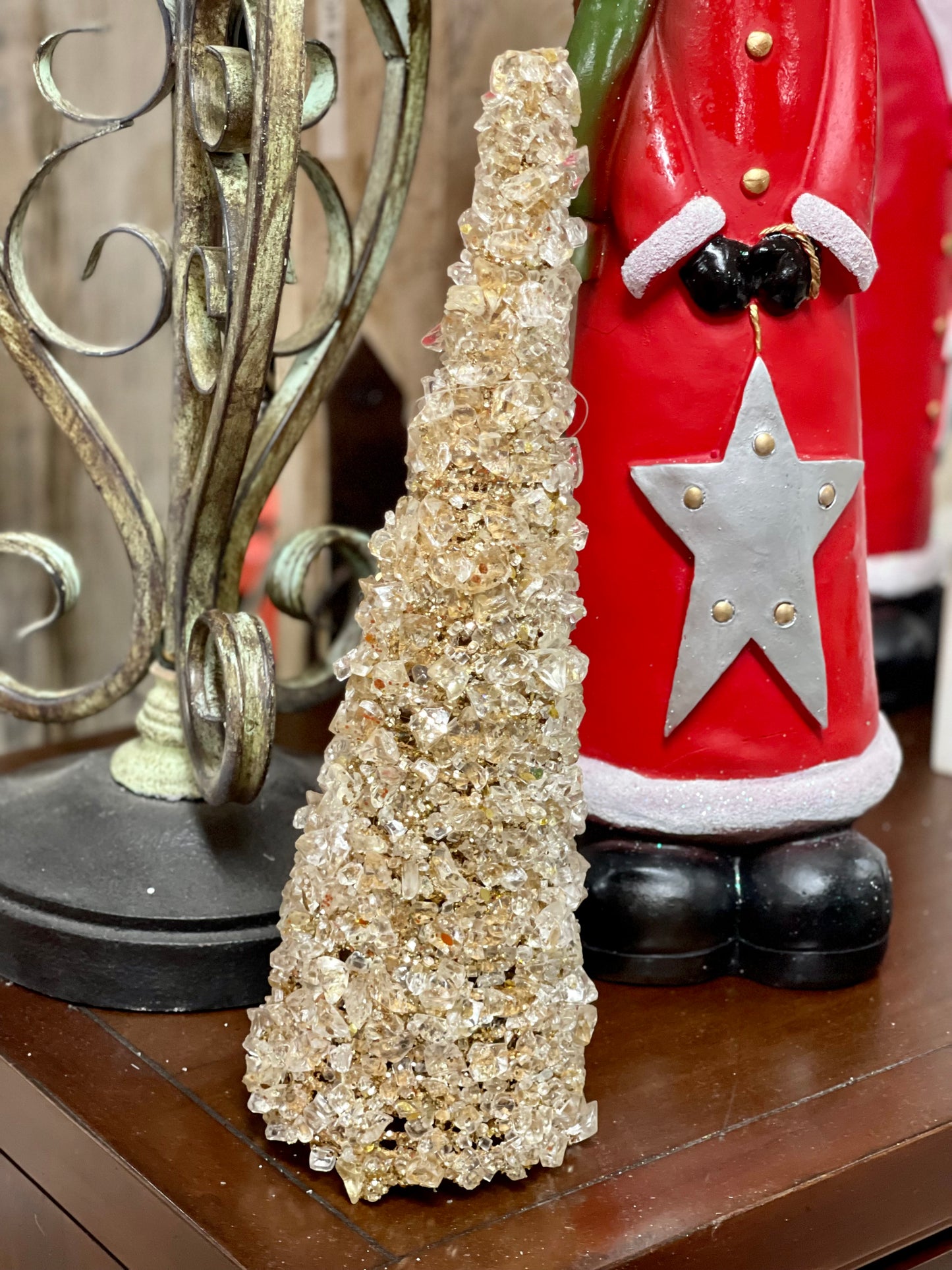 12 Inch Gold Chunky Ice Twig Cone Tree