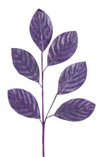 28 Inch Lavender Iridescent Magnolia Leaf Spray