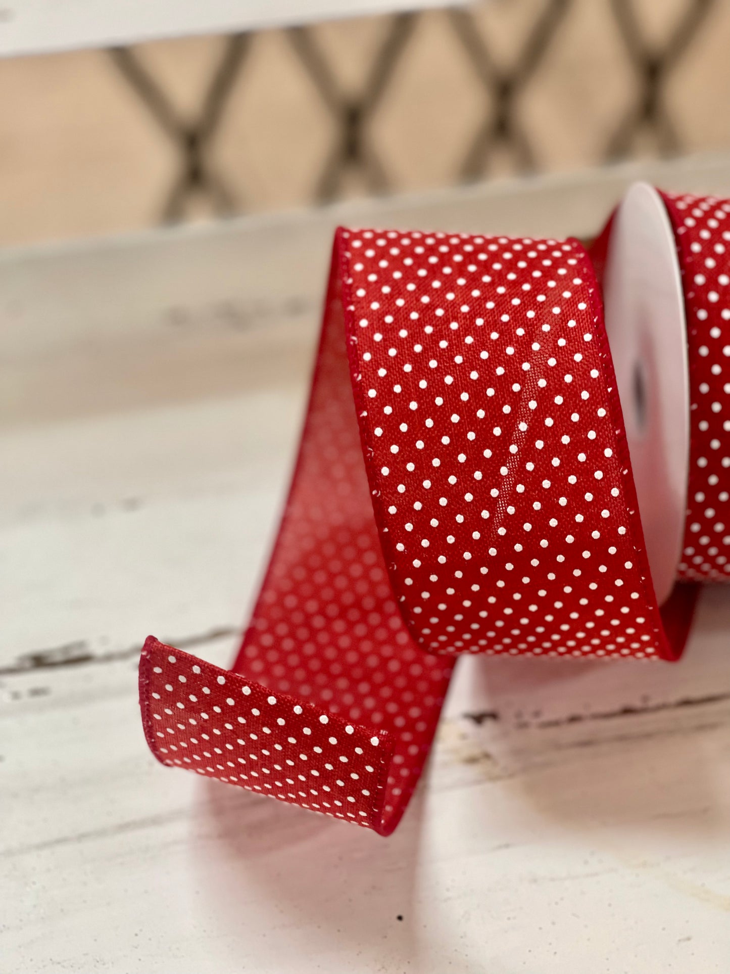 2.5 Inch By 10 Yard Red And White Polka Dot Ribbon