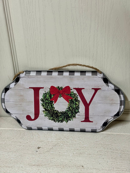 12 Inch Joy Metal Wreath Sign