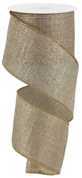 2.5 Inch By 10 Yard Cream And Gold Metallic Royal Burlap Ribbon